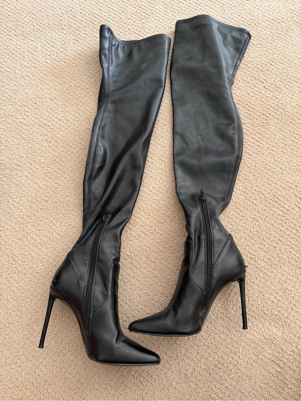 Steve Madden Black Over-The-Knee Stiletto Boots